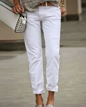 Stijlvolle casual effen kleur broek in de kleur Wit voor dames in stijl ideaal voor de herfst.