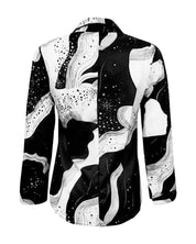 Stijlvolle zwart witte blouse in de kleur Zwart voor dames in stijl ideaal voor de herfst.