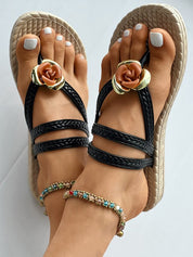 Strandsandalen met bloem op de voorkant in de kleur Groen voor dames in Beach stijl ideaal voor de zomer.