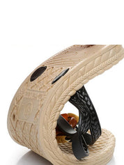 Strandsandalen met bloem op de voorkant in de kleur Groen voor dames in Beach stijl ideaal voor de zomer.