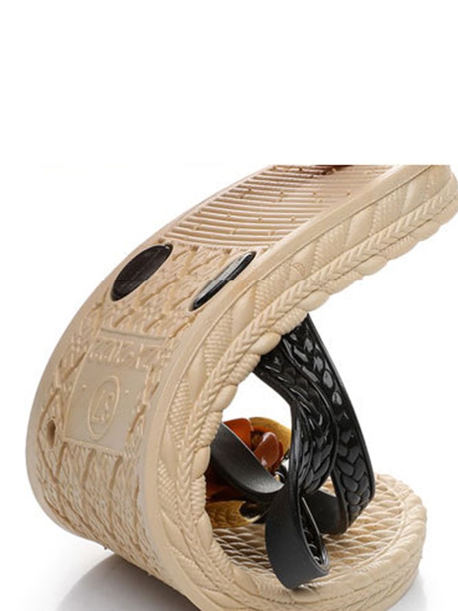 Strandsandalen met bloem op de voorkant in de kleur Groen voor dames in Beach stijl ideaal voor de zomer.