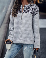 Sweatshirt met luipaardpatroon en rits-sluiting in de kleur Grijs voor dames in Casual stijl ideaal voor de herfst.