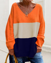 Top met kleurblokken en lange mouwen in de kleur Oranje voor in stijl ideaal voor de herfst.