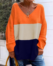 Top met kleurblokken en lange mouwen in de kleur Oranje voor in stijl ideaal voor de herfst.