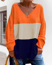 Top met kleurblokken en lange mouwen in de kleur Oranje voor in stijl ideaal voor de herfst.