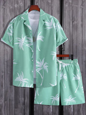 Tropische Palmbomen Set in de kleur Groen voor heren in stijl ideaal voor de zomer.