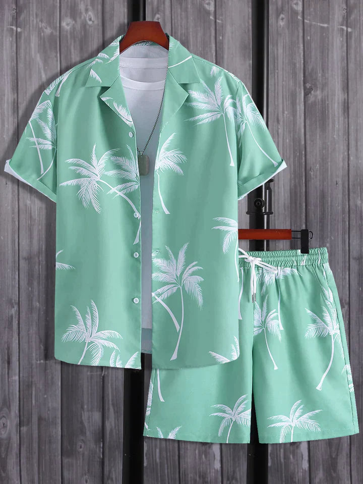 Tropische Palmbomen Set in de kleur Groen voor heren in stijl ideaal voor de zomer.