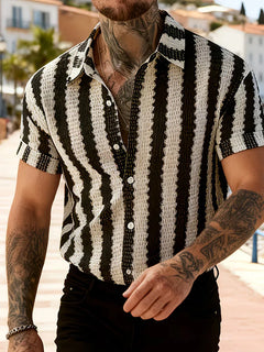 Korte mouw overhemd met verticale strepen