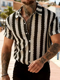 Korte mouw overhemd met verticale strepen