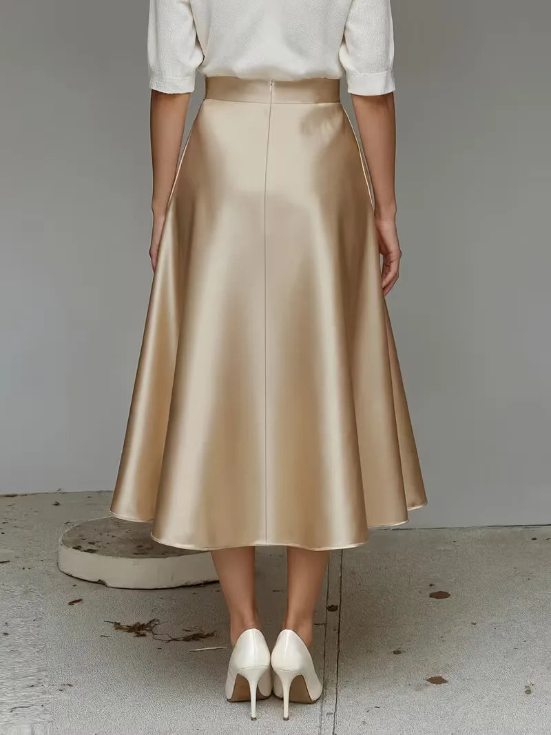 Satijnen rok met hoge taille