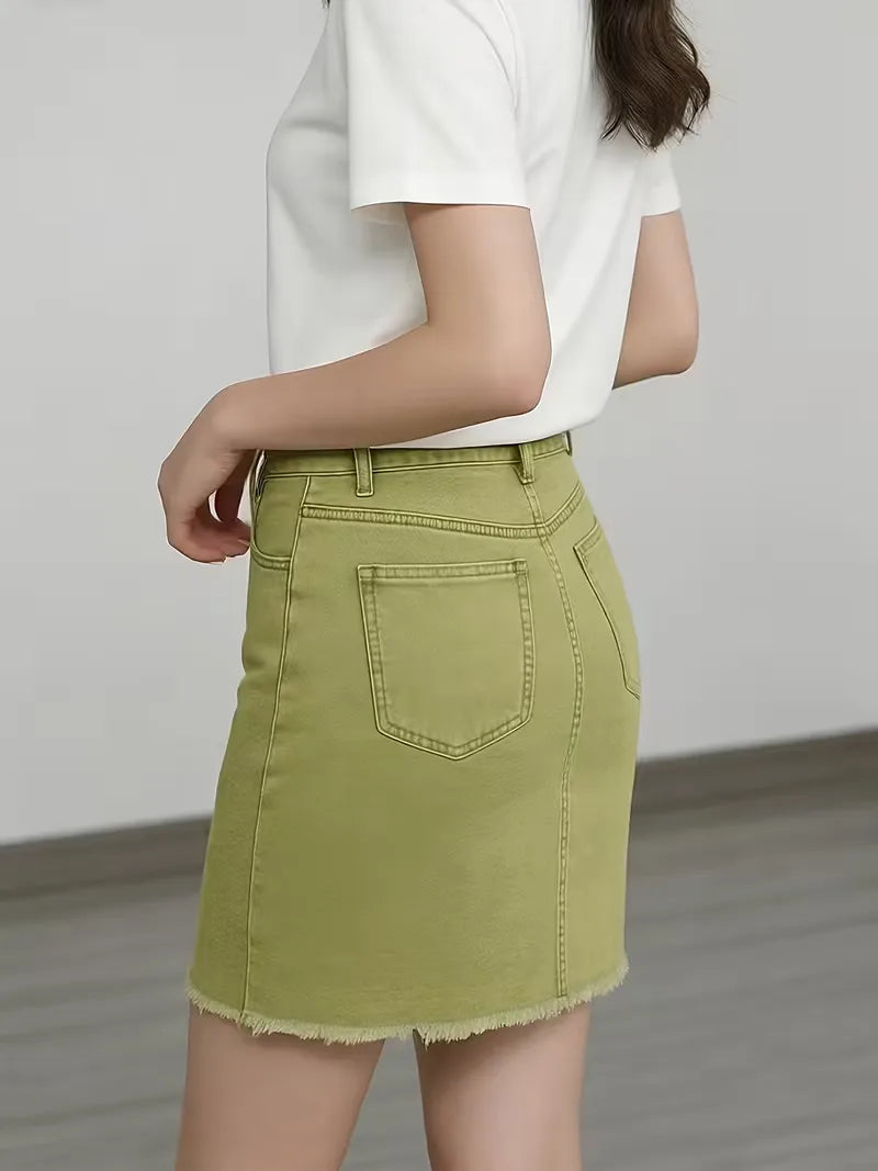 Denim rok met hoge taille