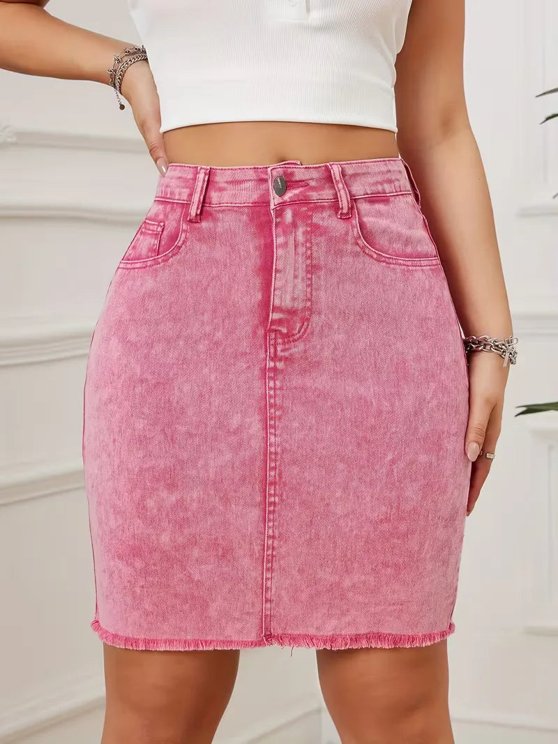 Denim rok met hoge taille