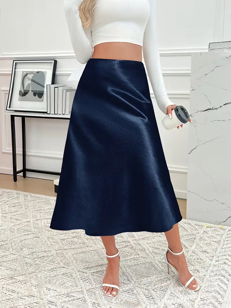 Satijnen rok met hoge taille
