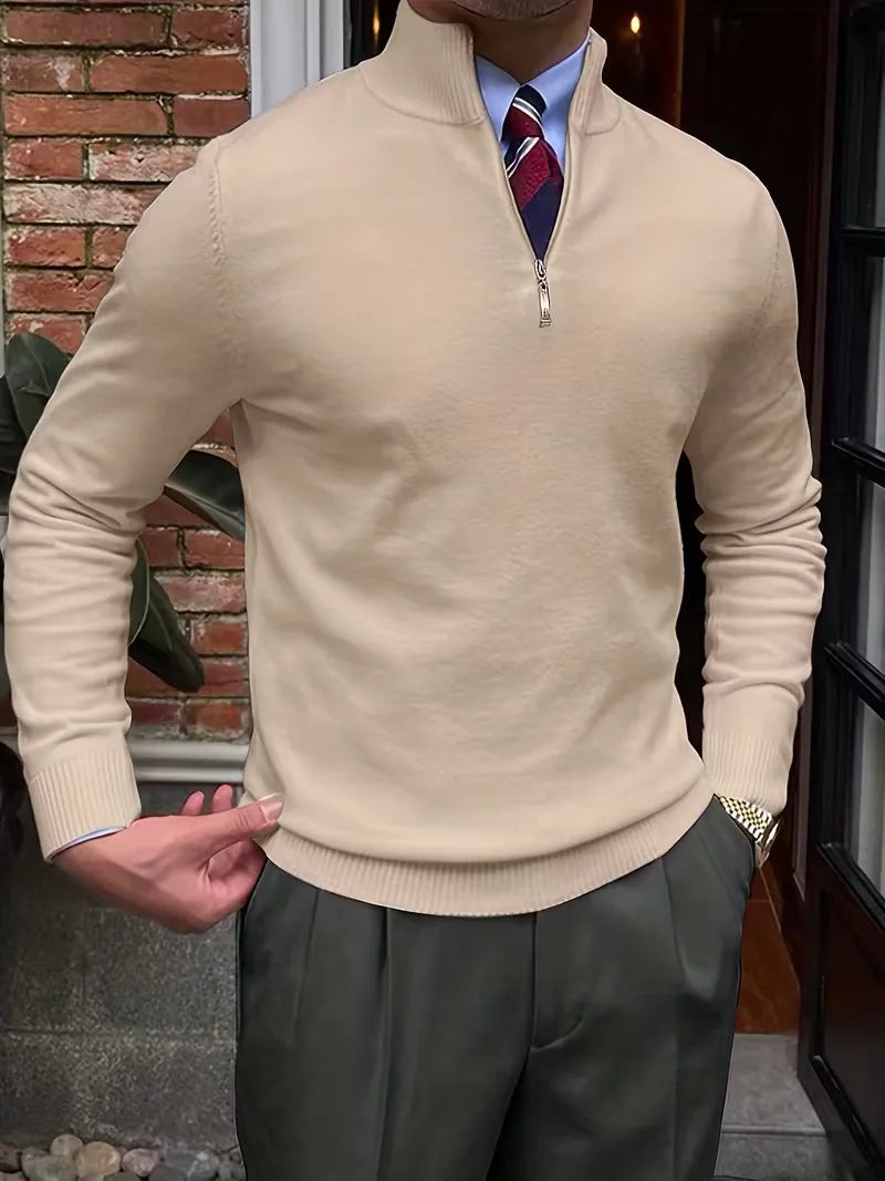 Trui met kraag en half-zip