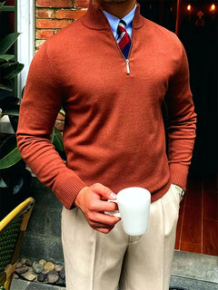 Trui met kraag en half-zip