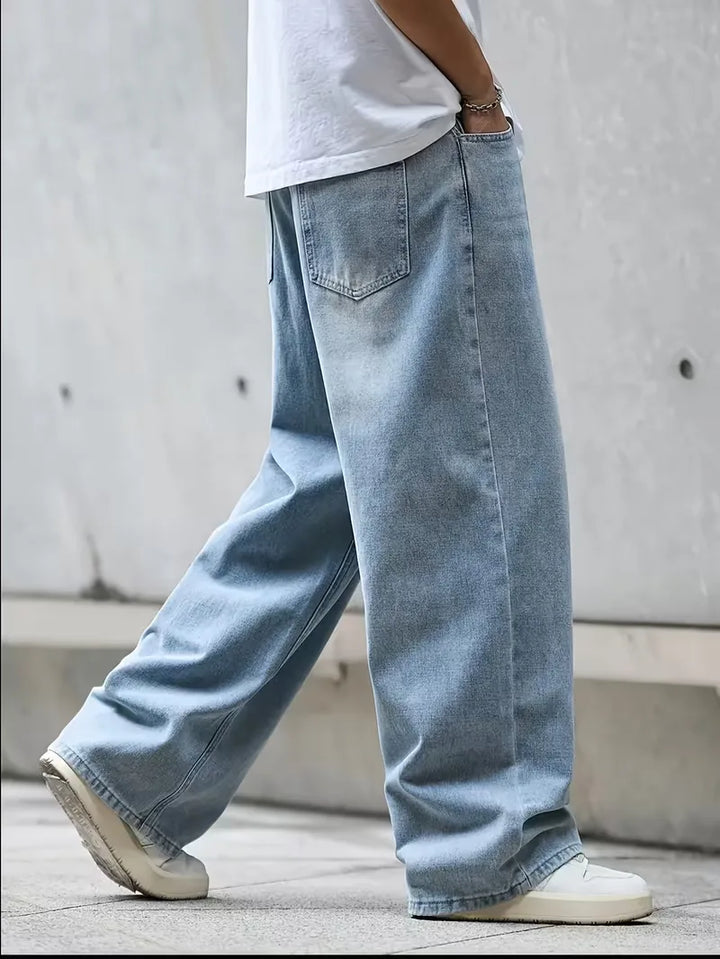 Loose fit jeans met wide leg