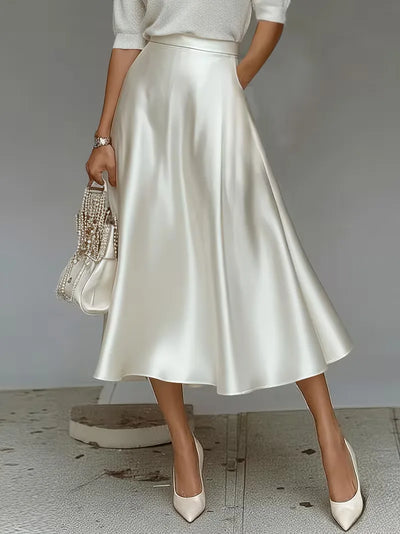 Satijnen rok met hoge taille