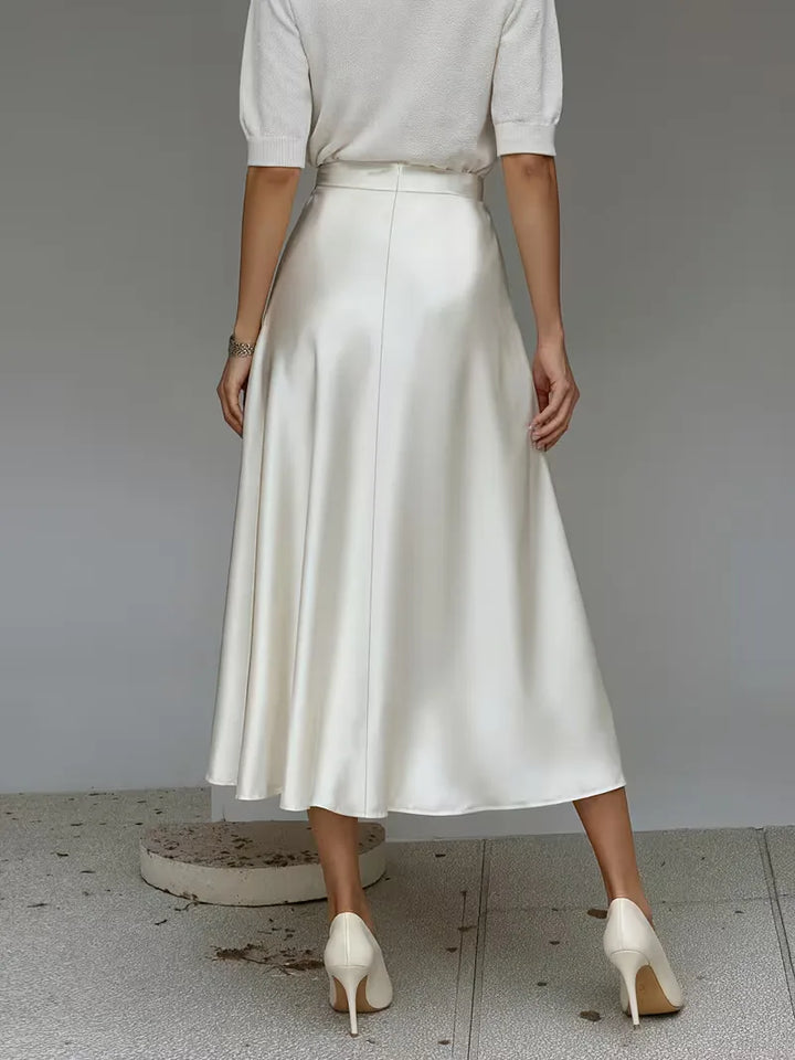 Satijnen rok met hoge taille