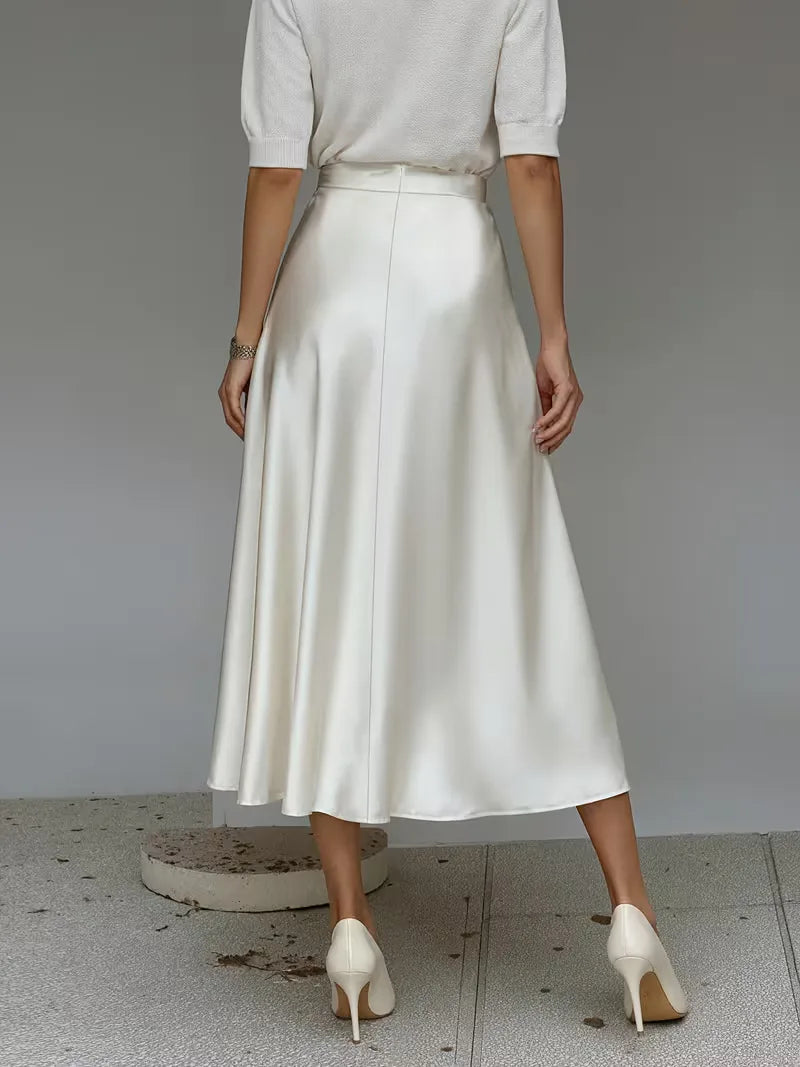 Satijnen rok met hoge taille