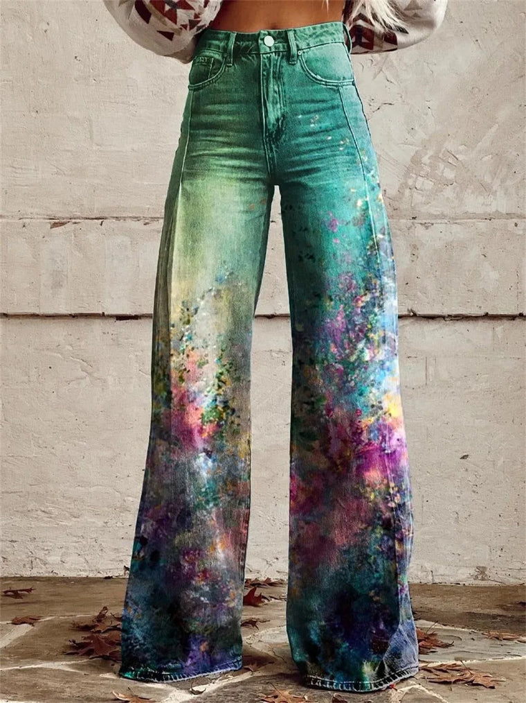 High-waisted wide-leg pants