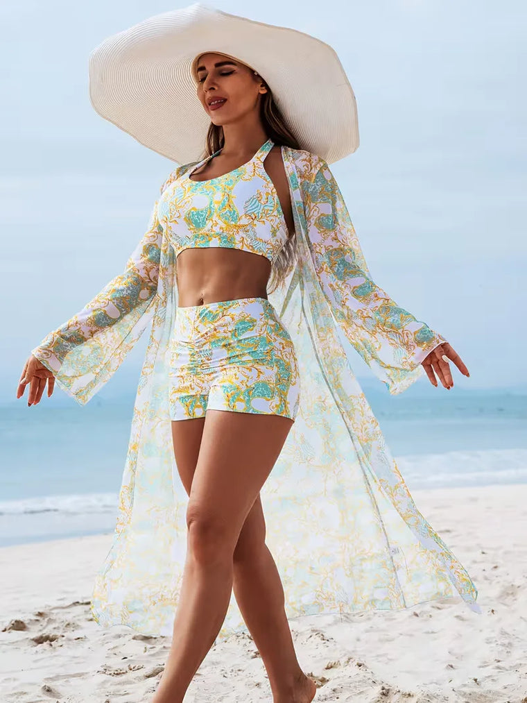 Cover-up met halternek en shorts