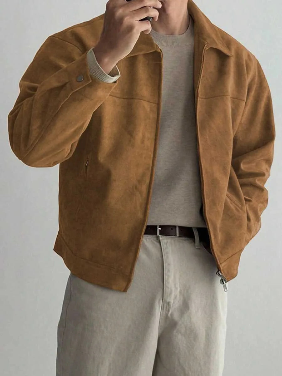 Bomberjack van bruin suede
