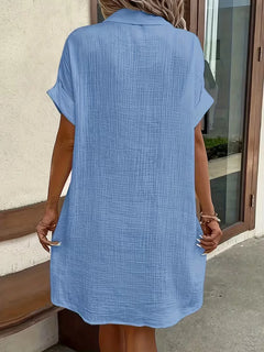 Overhemdjurk met V-neck en korte mouwen