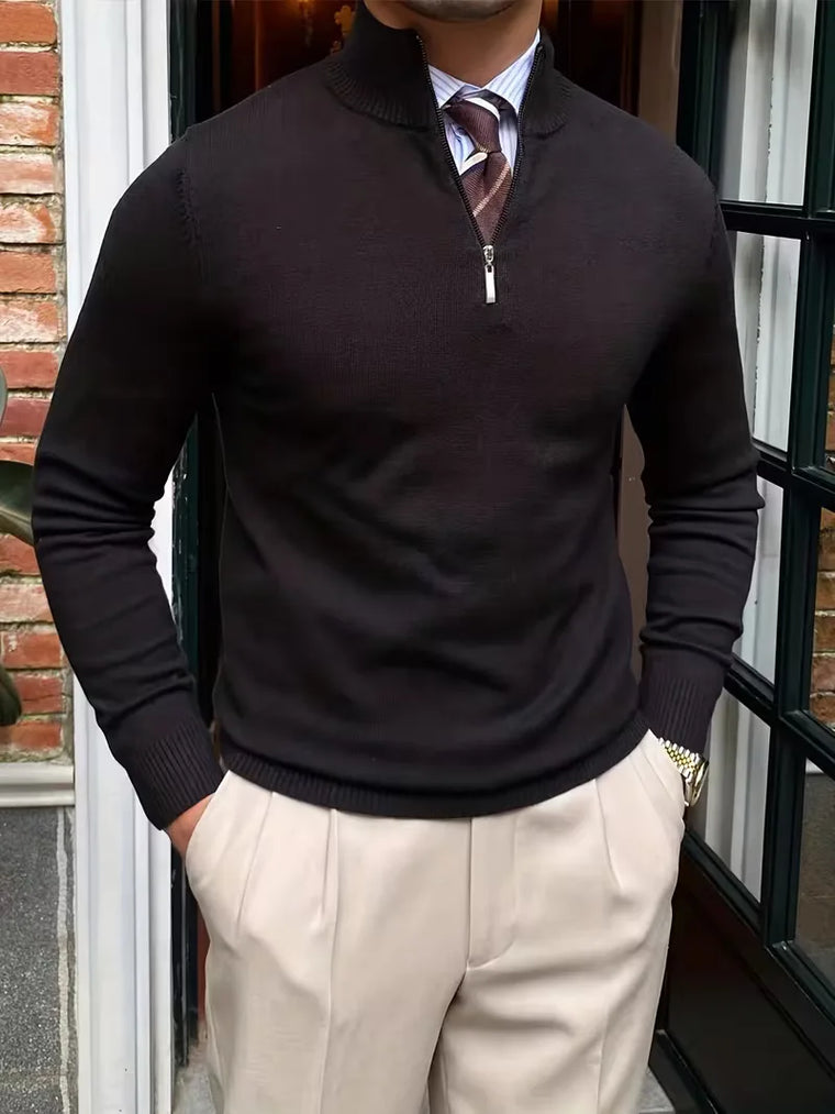 Trui met kraag en half-zip