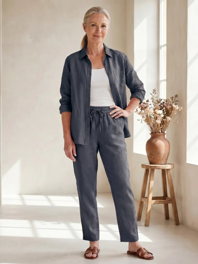 Set met blouse en tapered broek