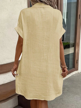 Overhemdjurk met V-neck en korte mouwen