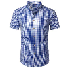 Korte mouw overhemd met blauw checkered patroon