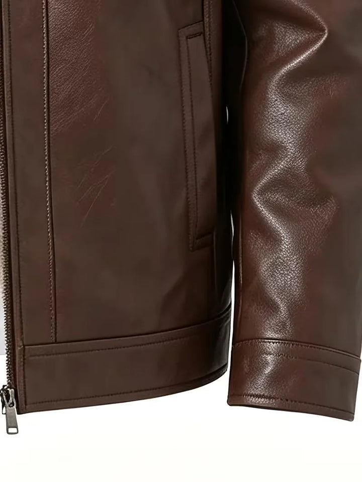 Leren jasje met plush lining