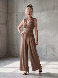 Rode jumpsuit met wijde pijpen