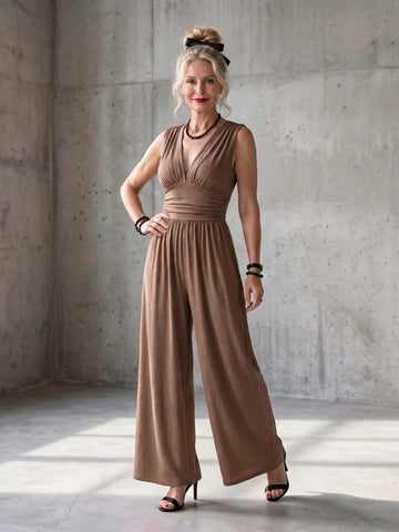 Rode jumpsuit met wijde pijpen