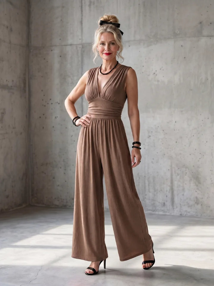 Rode jumpsuit met wijde pijpen