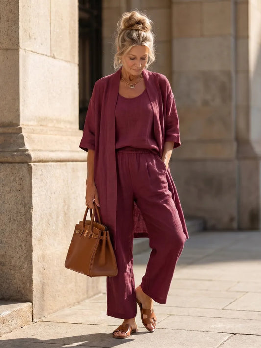 Drie-delige set met brede broek