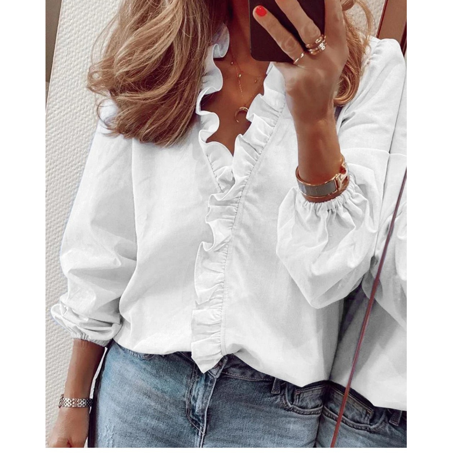 Femke | Chiffon blouse met pluches