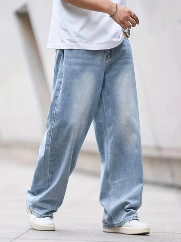 Loose fit jeans met wide leg