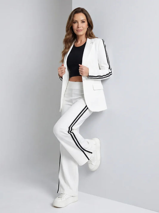 Tweedelig pak met blazer en brede broek