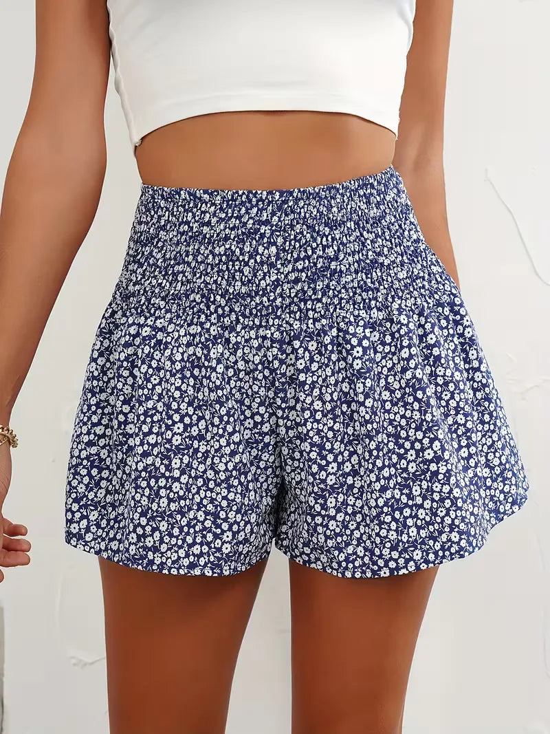 Short met hoge taille en bloemenpatroon
