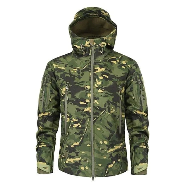 Hooded parka met camouflage patroon