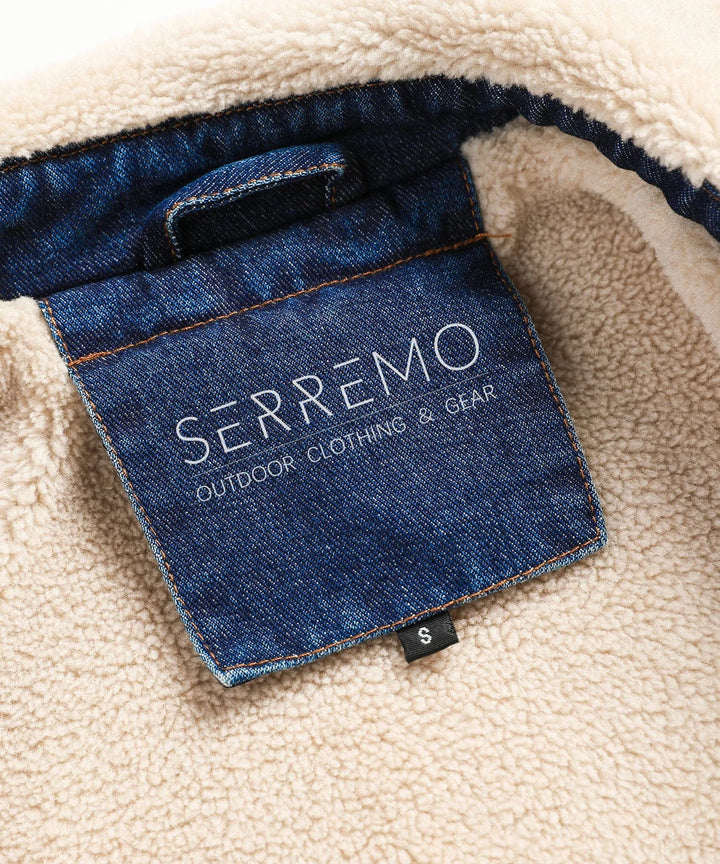 Bomberjack met denim en leren mouwen
