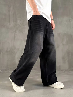 Loose fit jeans met wide leg