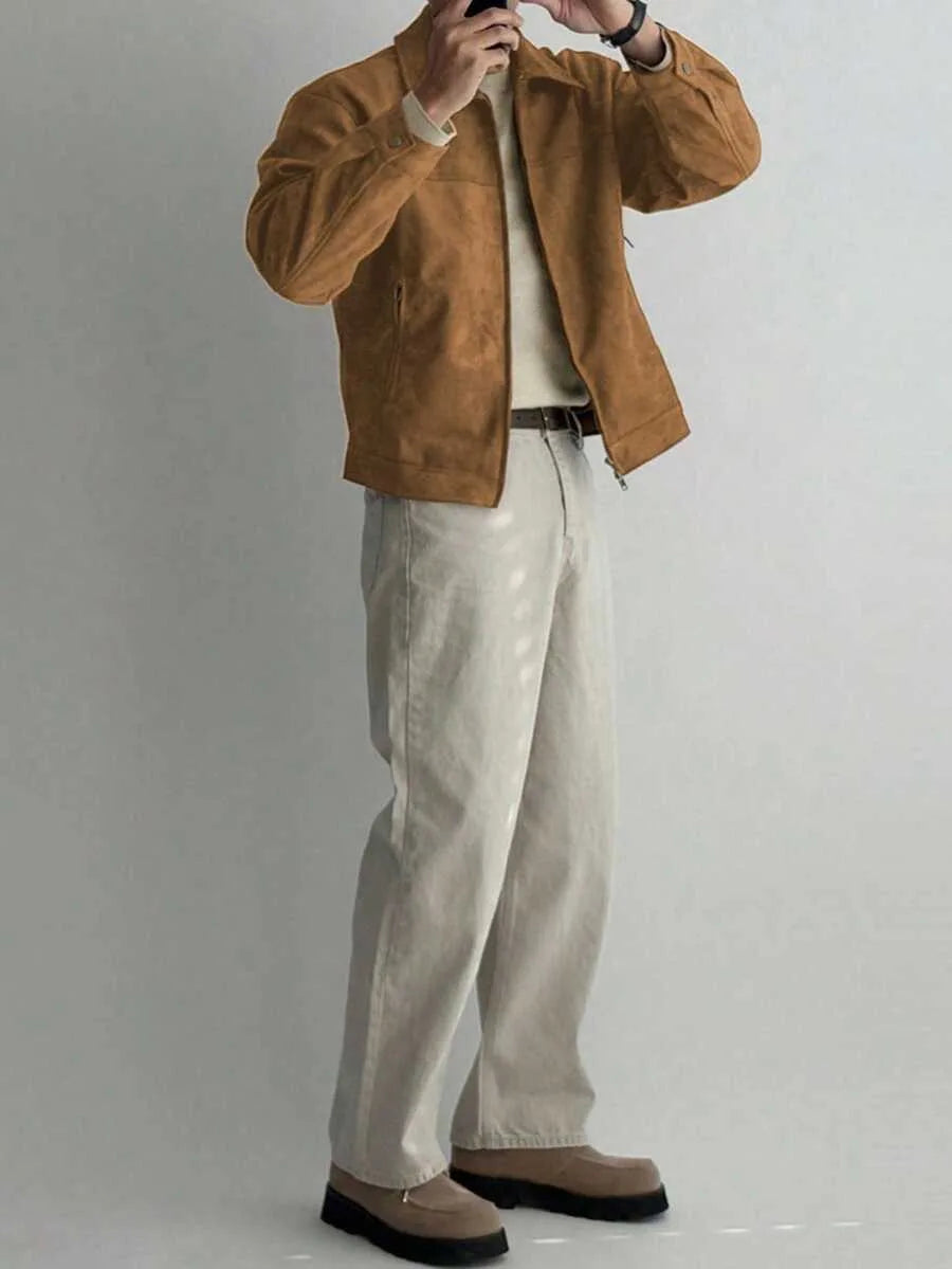 Bomberjack van bruin suede