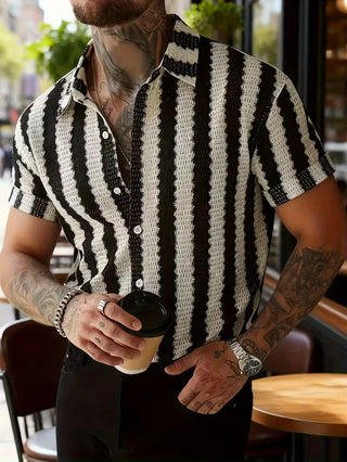 Korte mouw overhemd met verticale strepen