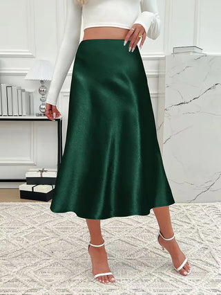 Satijnen rok met hoge taille