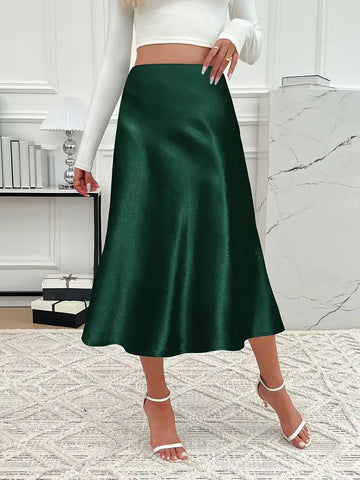Satijnen rok met hoge taille