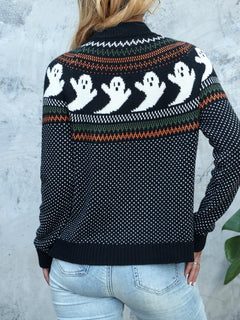 Vest met rits en gebreid ontwerp met spookjesprint