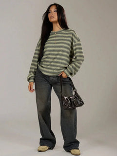 Oversized sweater met gestreept patroon