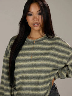 Oversized sweater met gestreept patroon